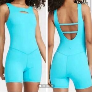 JoyLab Women’s Athletic Romper  Teal Blue Size Medium Open Back Activewear